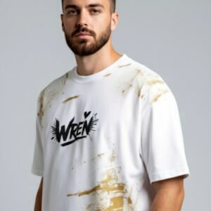 WREN Dirty Wash Signature T-Shirt Oversized White